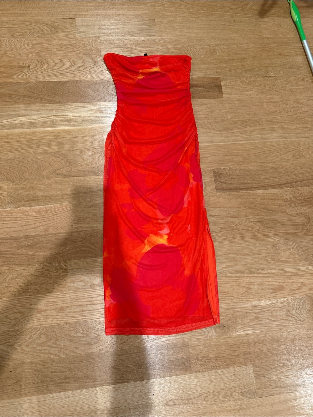 Strapless Red Midi Dress